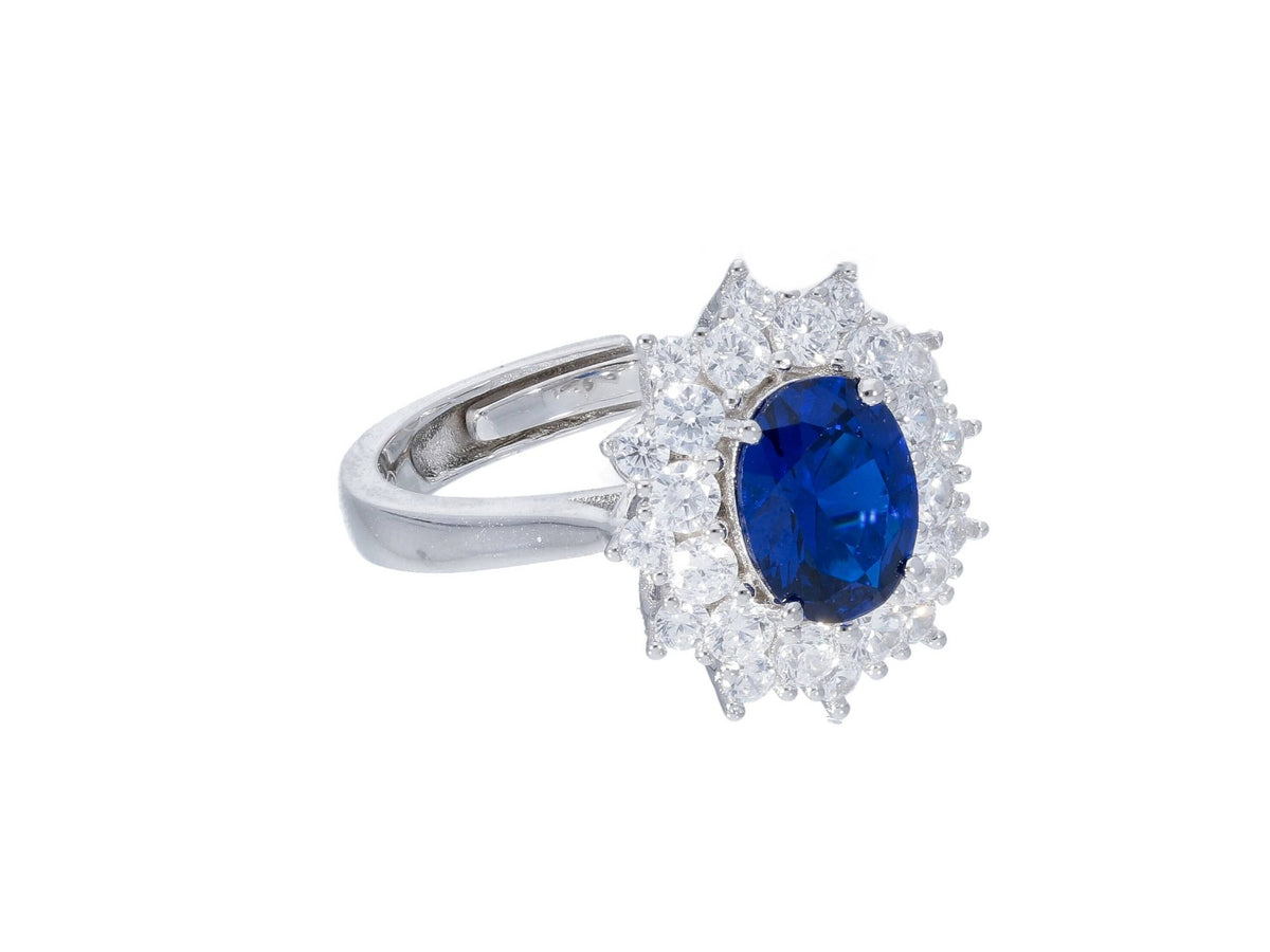 Maiocchi Silver Ring Silver and Blue Zircon