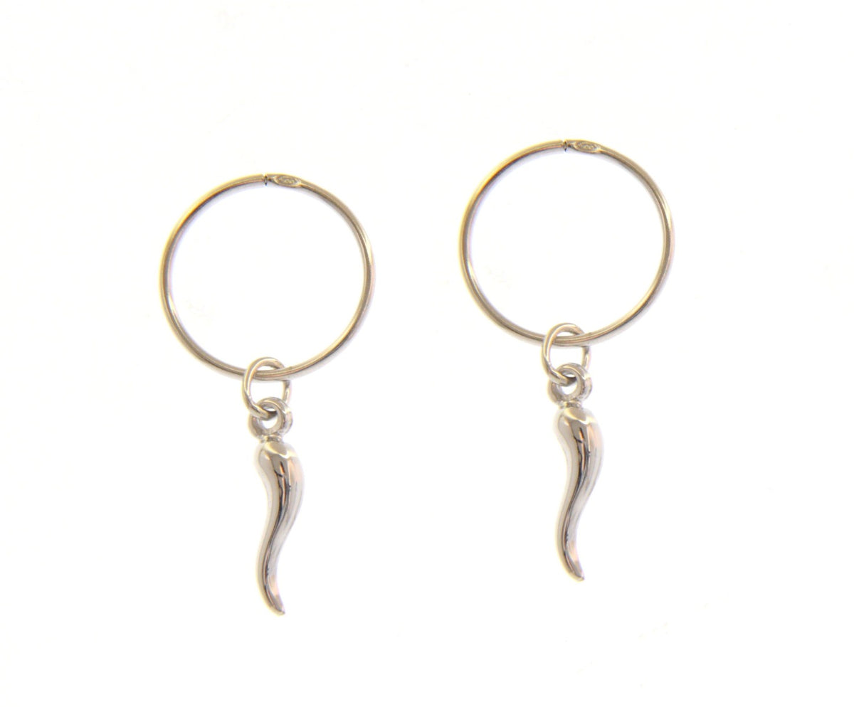 Maiocchi Silver Hoop Earrings with Silver Horns
