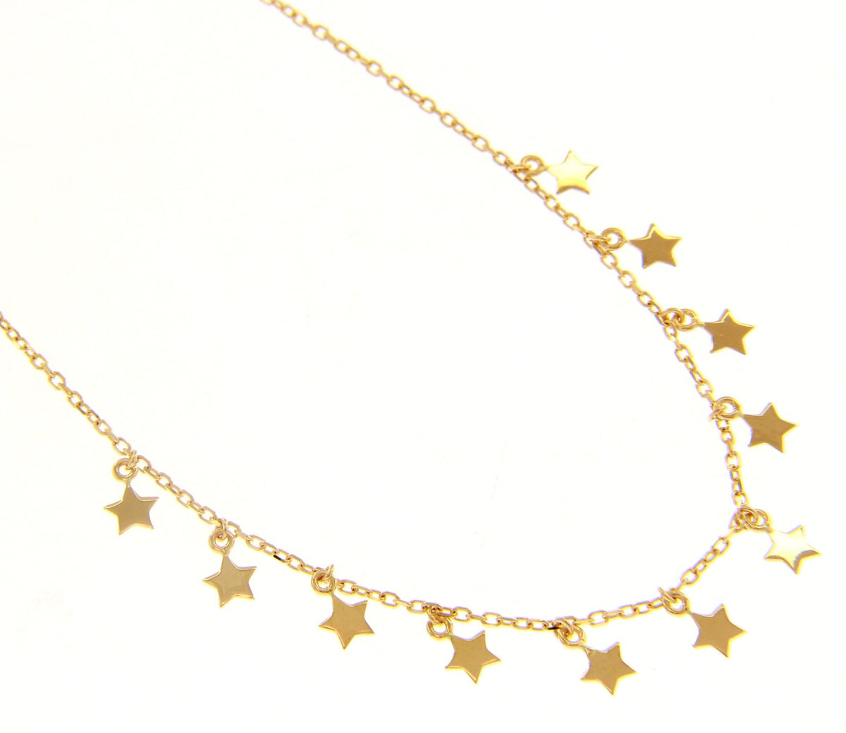 Necklace with 11 Pendant Stars in 18kt Yellow Gold