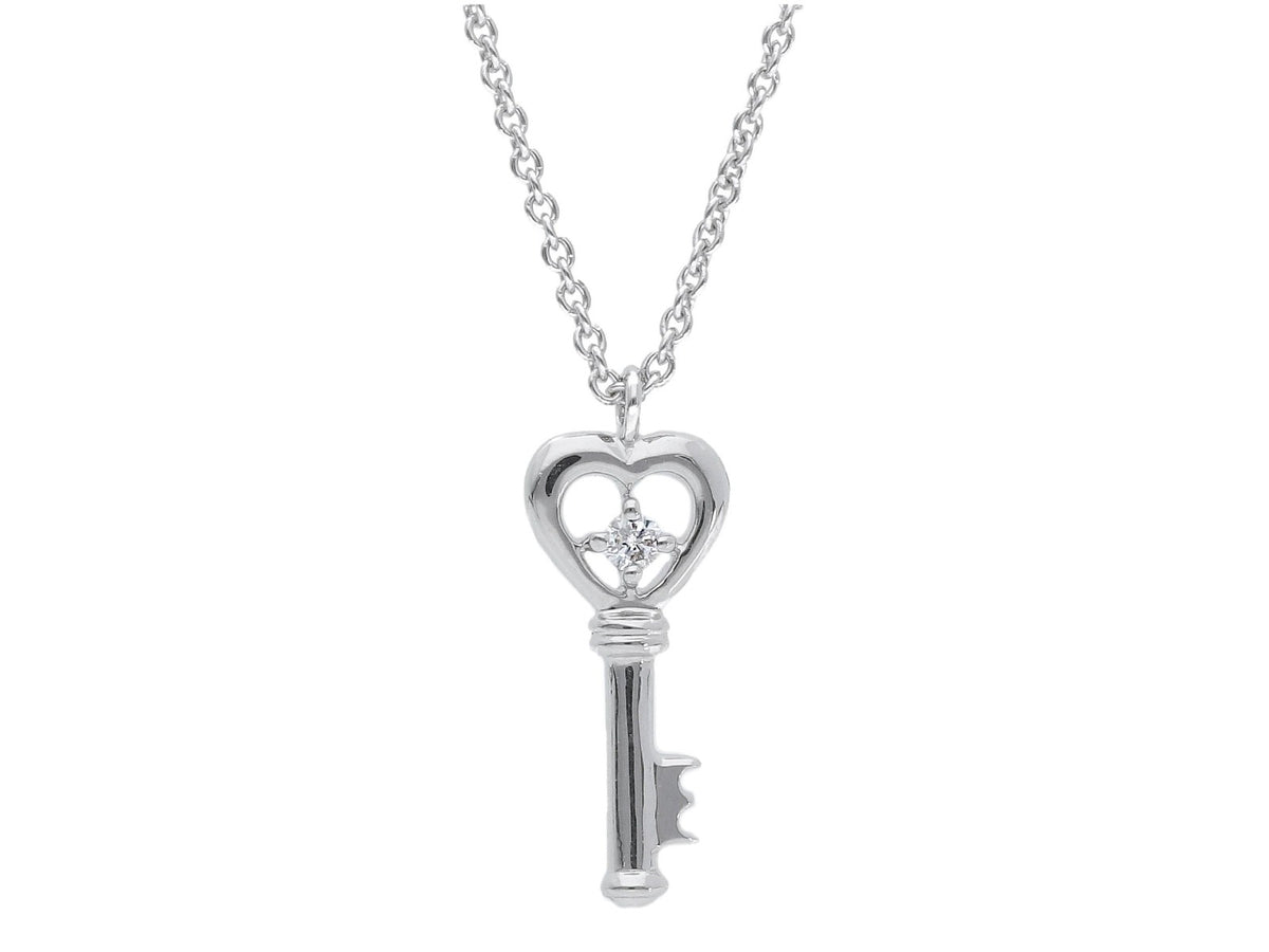 Key Necklace in 18 kt White Gold with diamond