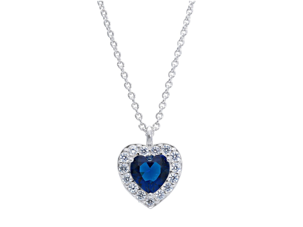 Maiocchi Silver Silver and Zircon Blue Heart Necklace