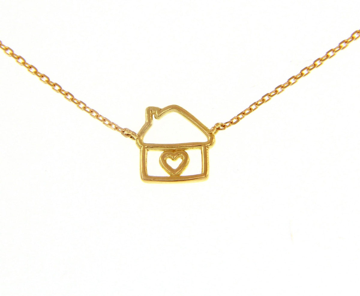 Casetta Necklace in 18kt Yellow Gold and Zircon