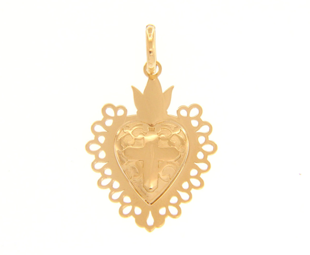 Sacred Heart Pendant in 18kt Yellow Gold