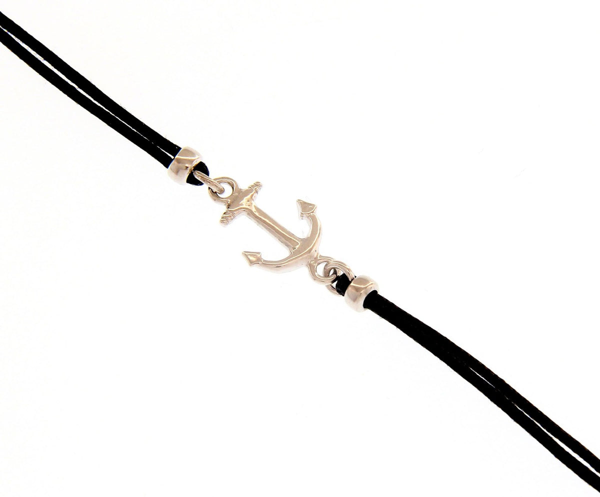 Maiocchi Silver Anchor Bracelet Silver with Fabric