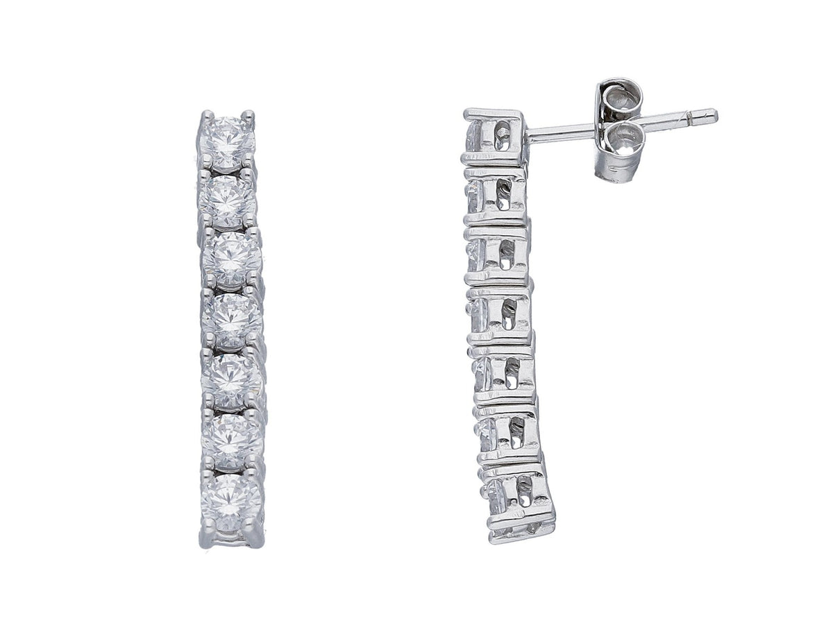 Maiocchi Silver Tennis Earrings in Silver and Zircons