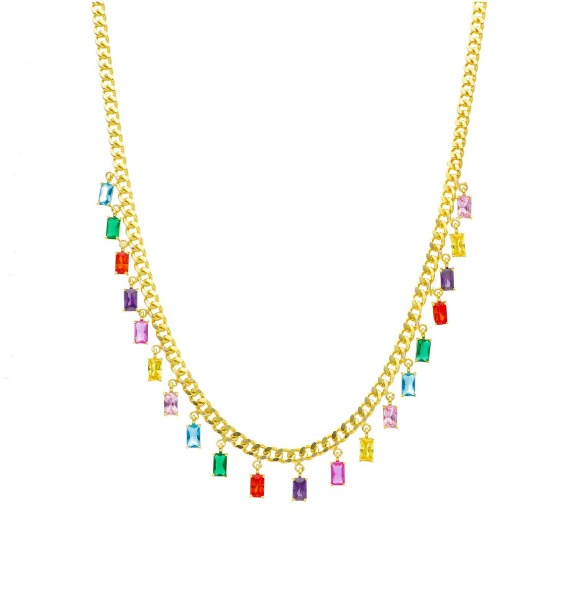 Maiocchi Silver Necklace Gold Silver Multicolor Zircons