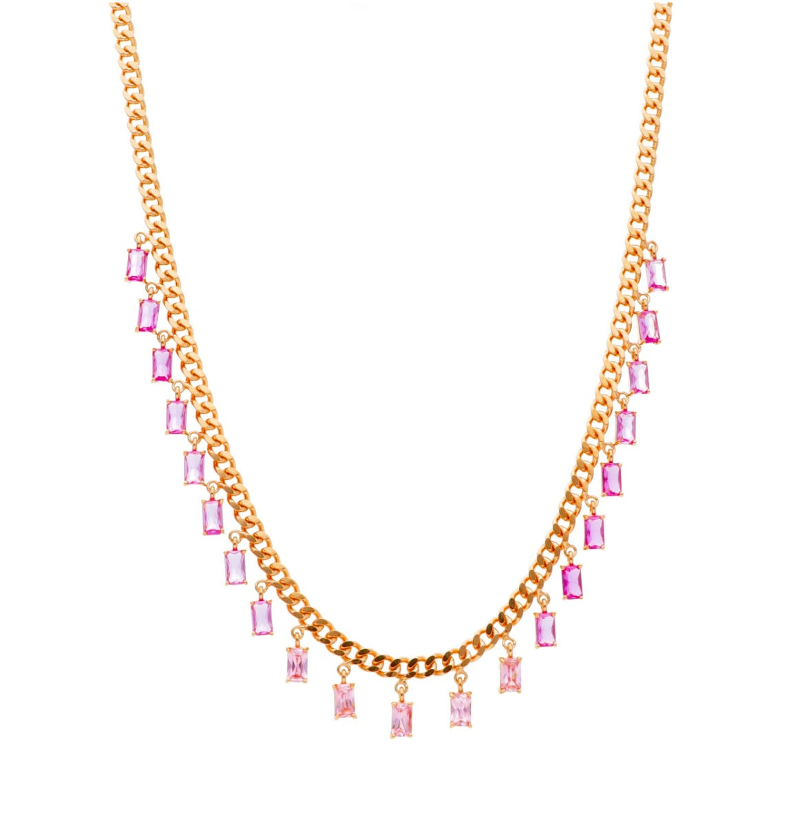 Maiocchi Silver Necklace in Pink Silver with Pink Zircons