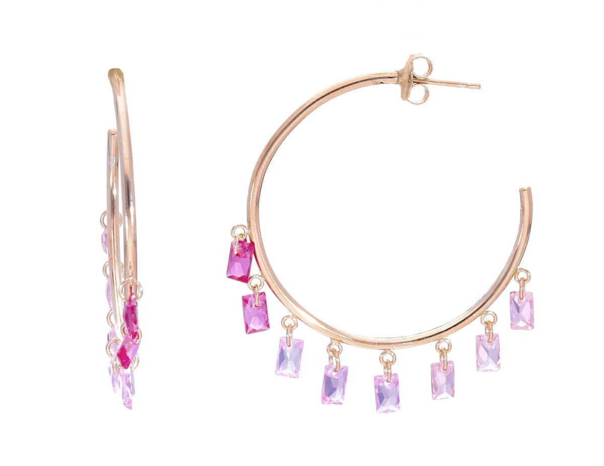 Maiocchi Silver Earrings in Pink Silver with Pink Zircons