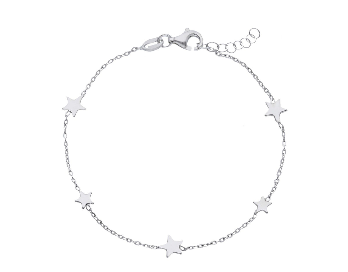 Maiocchi Silver 5 Star Charm Bracelet Silver