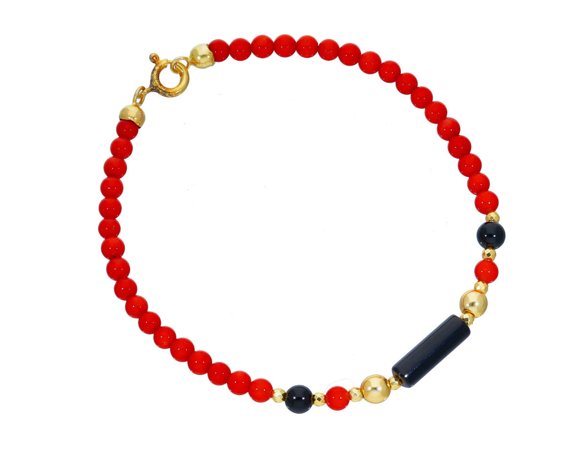 Maiocchi Silver Coral and Silver Paste Bracelet