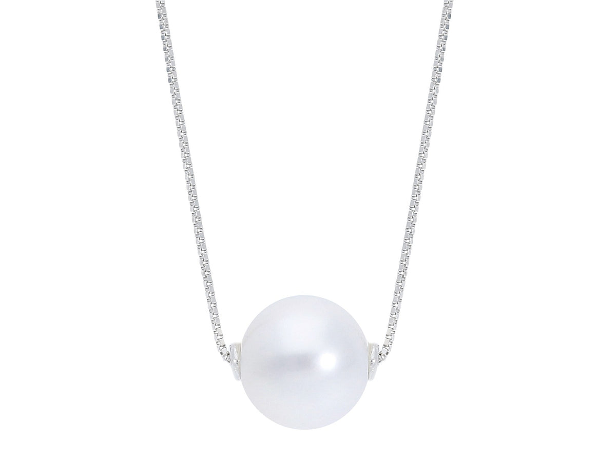 Girocollo Oro Bianco e Perla Fresh Water mm 7 x 7,5