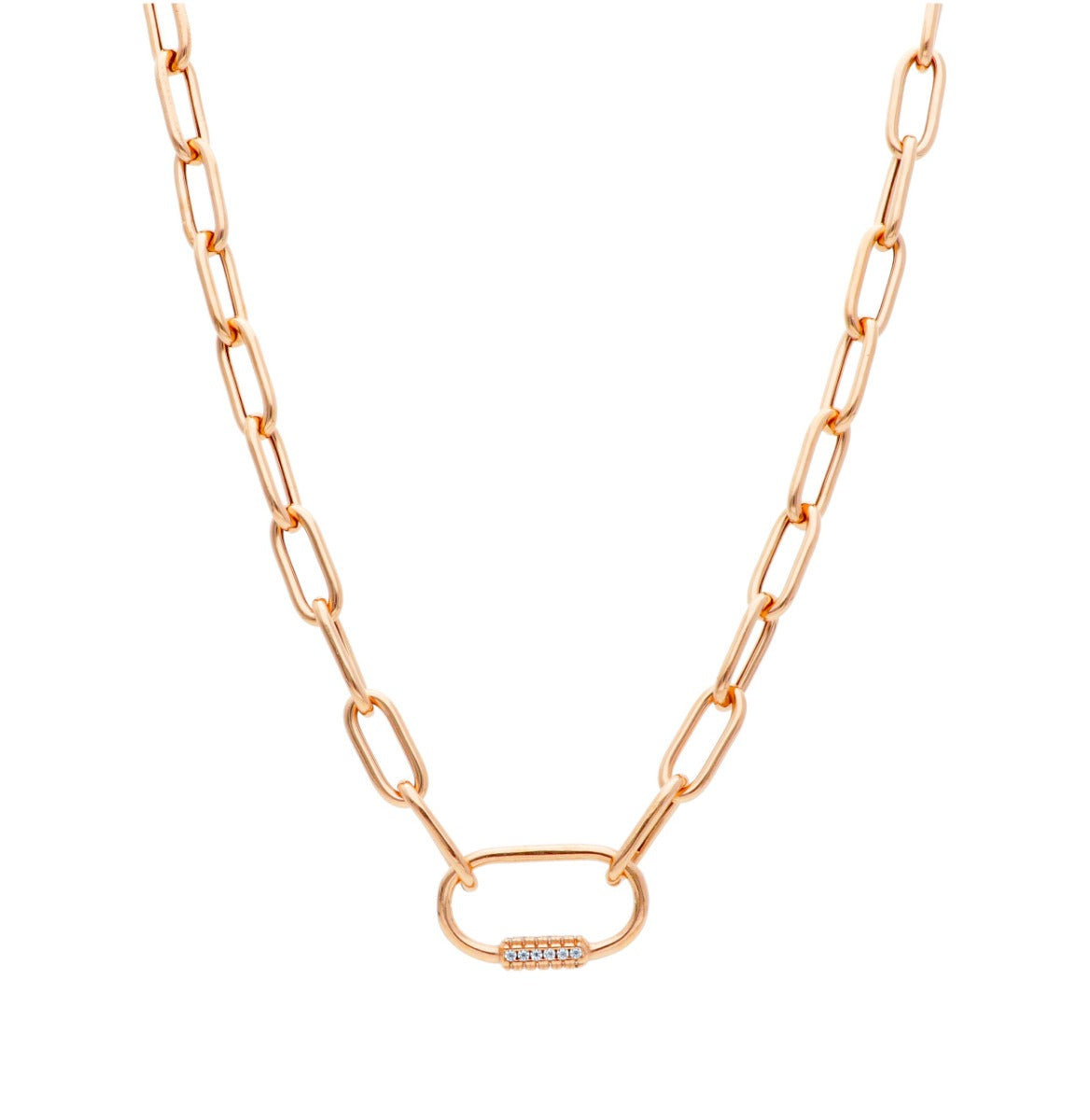 Maiocchi Silver Rosy Silver Link Necklace with Zircons