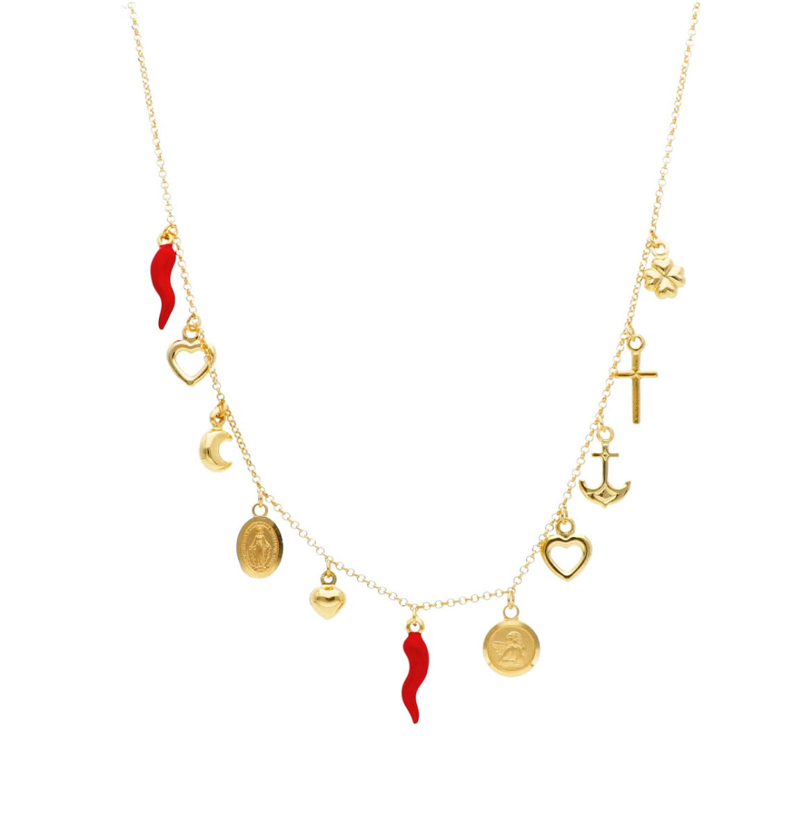 Fortuna Charms Choker in 18kt Yellow Gold and Enamel
