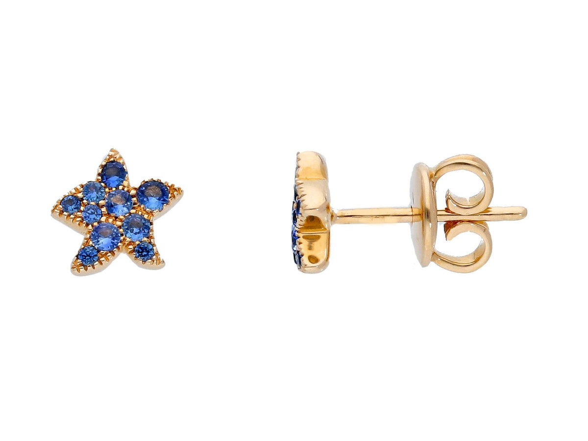 Maiocchi Milano Orecchini Stella Oro Rosa e Zaffiri Blu
