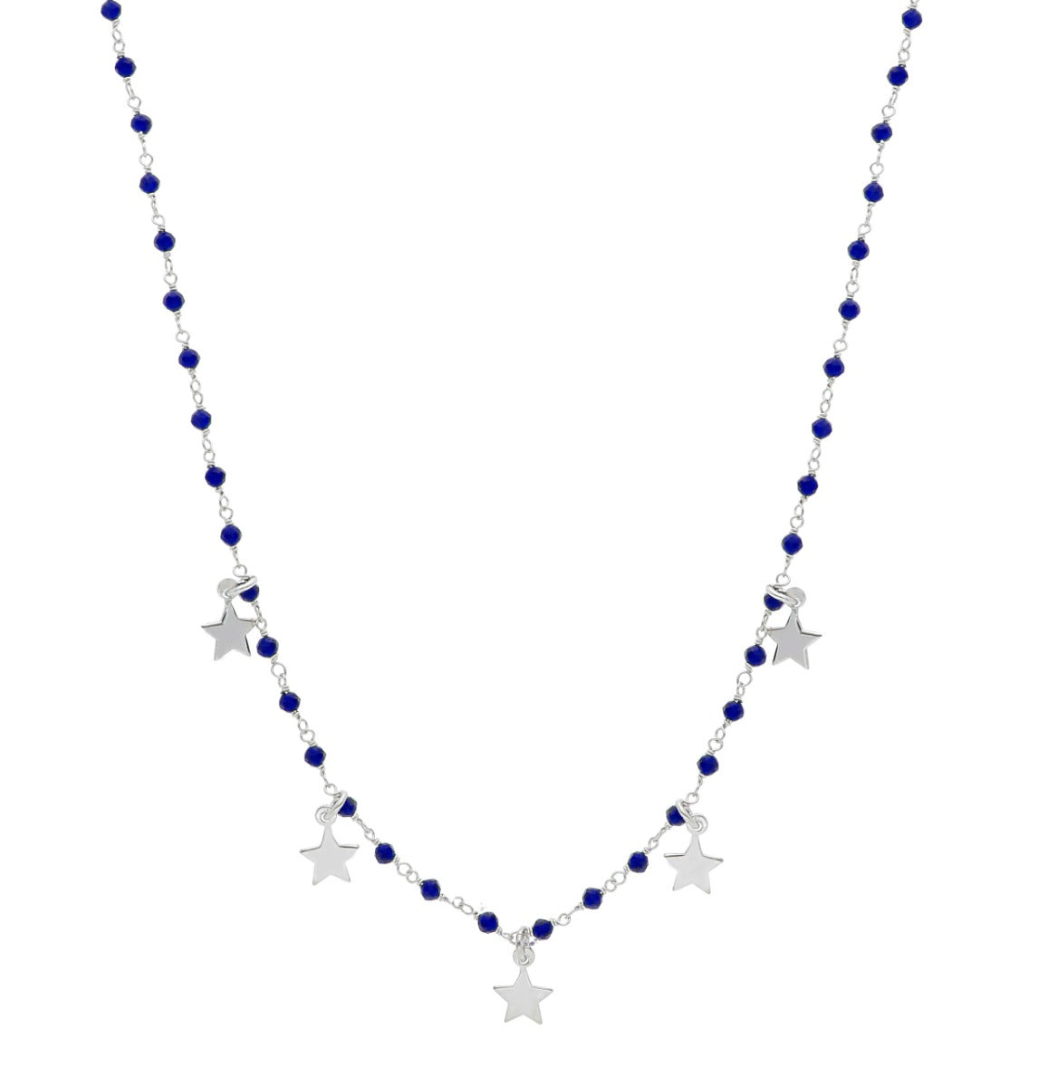 Maiocchi Silver Star Necklace in Silver and Blue Crystals