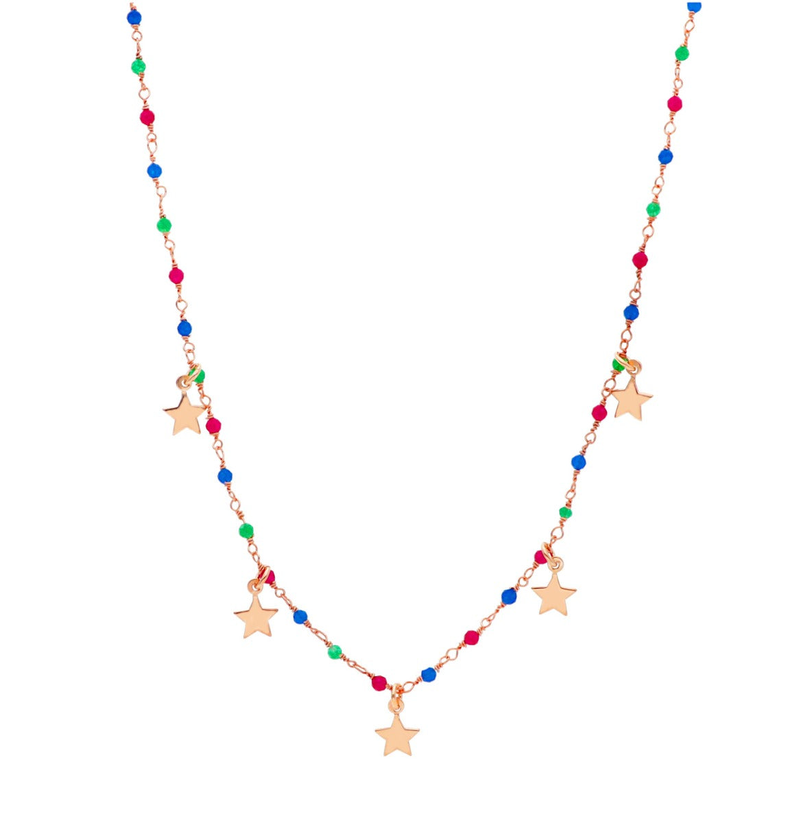 Maiocchi Silver Star Necklace in Silver and Multicolor Crystals