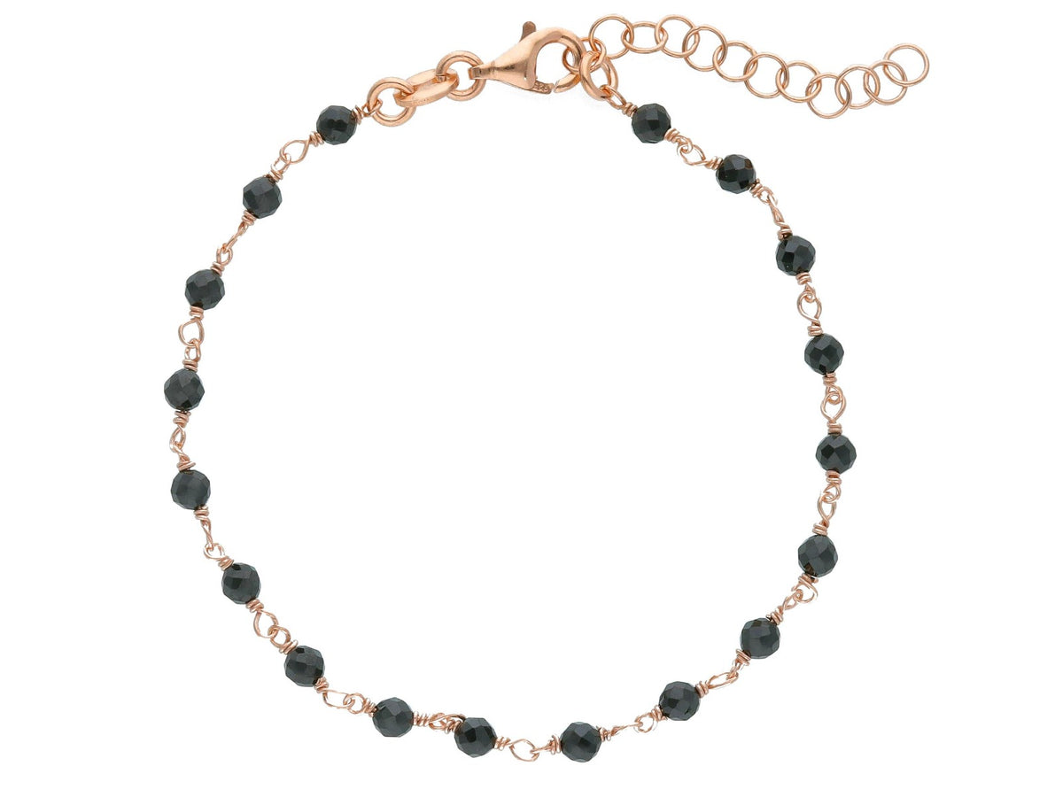 Maiocchi Silver Bracelet in Pink Silver and Black Crystals