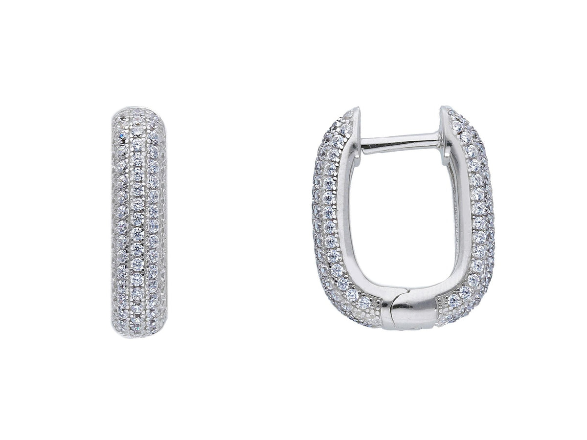 Maiocchi Silver Snap Earrings in Silver and Zircons