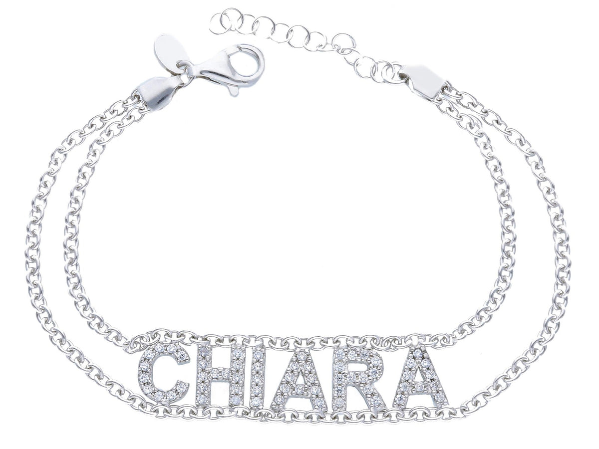 Maiocchi Silver Chain Bracelet With Silver Name