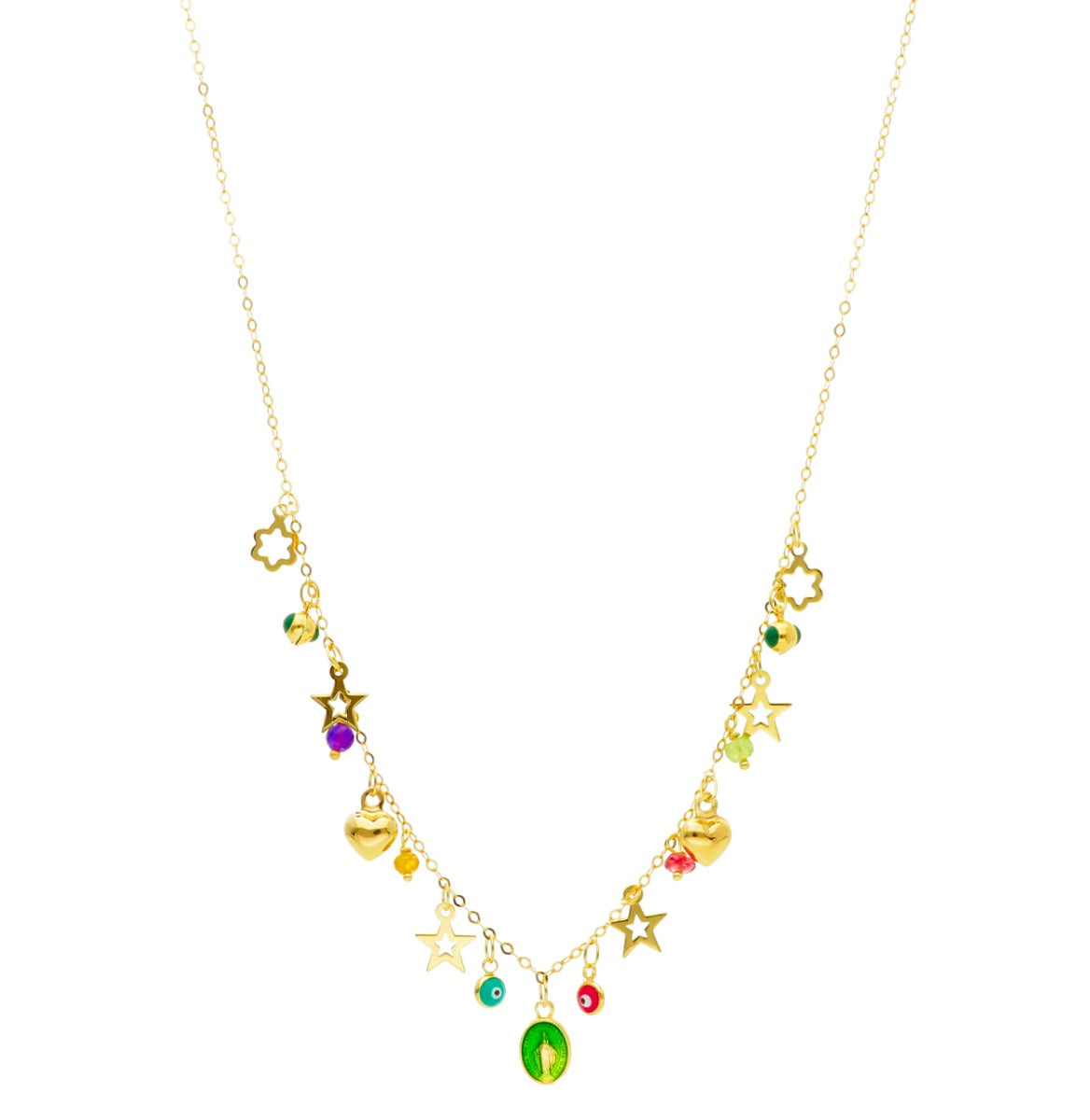 17 Charms Necklace in 18kt Yellow Gold