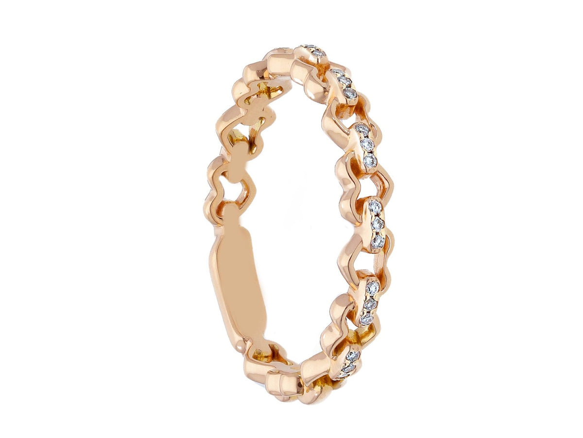 Anello Cuori Oro Rosa e Diamanti ct 0.06