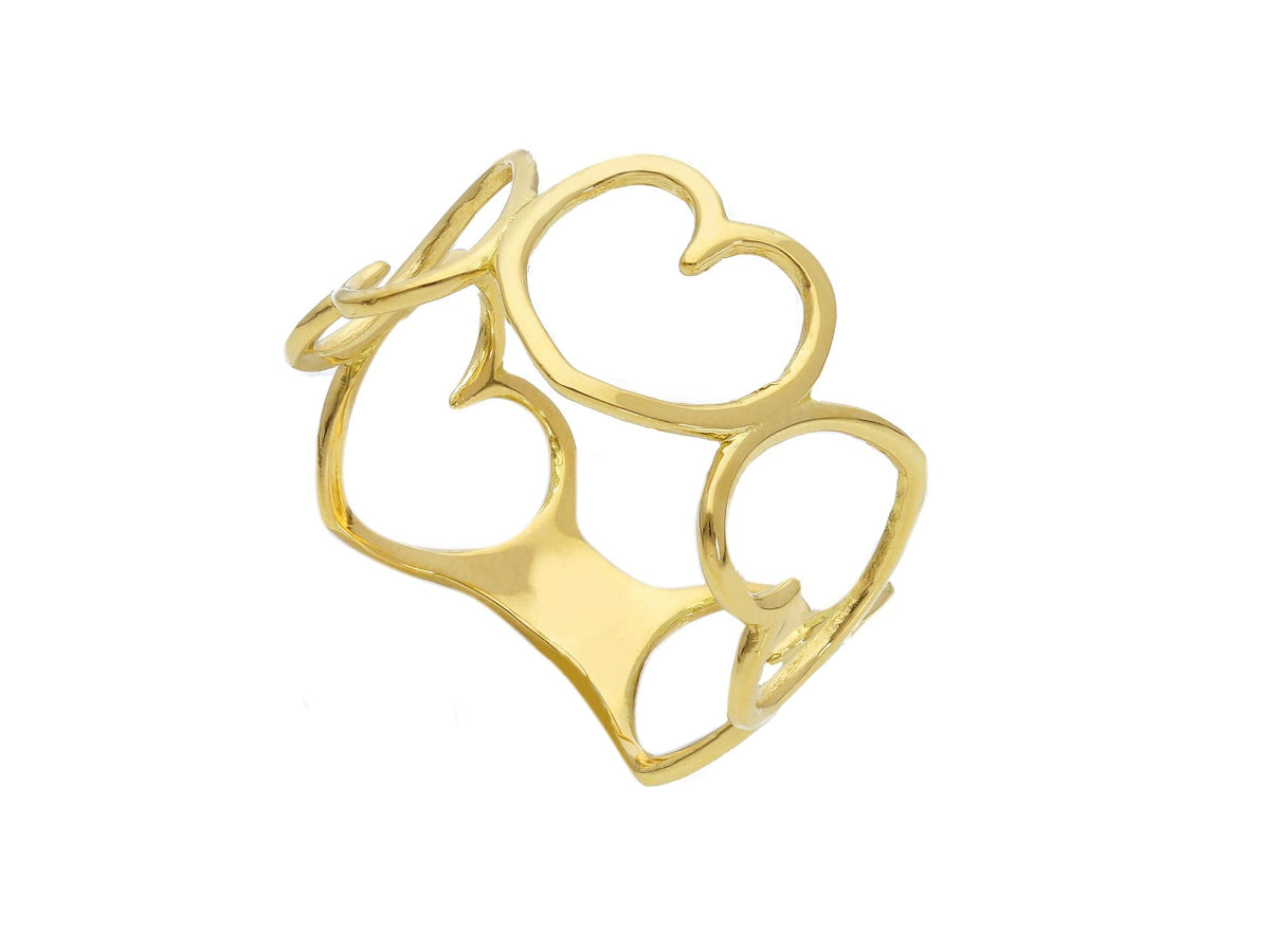 Openwork Hearts Ring in 18kt Yellow Gold