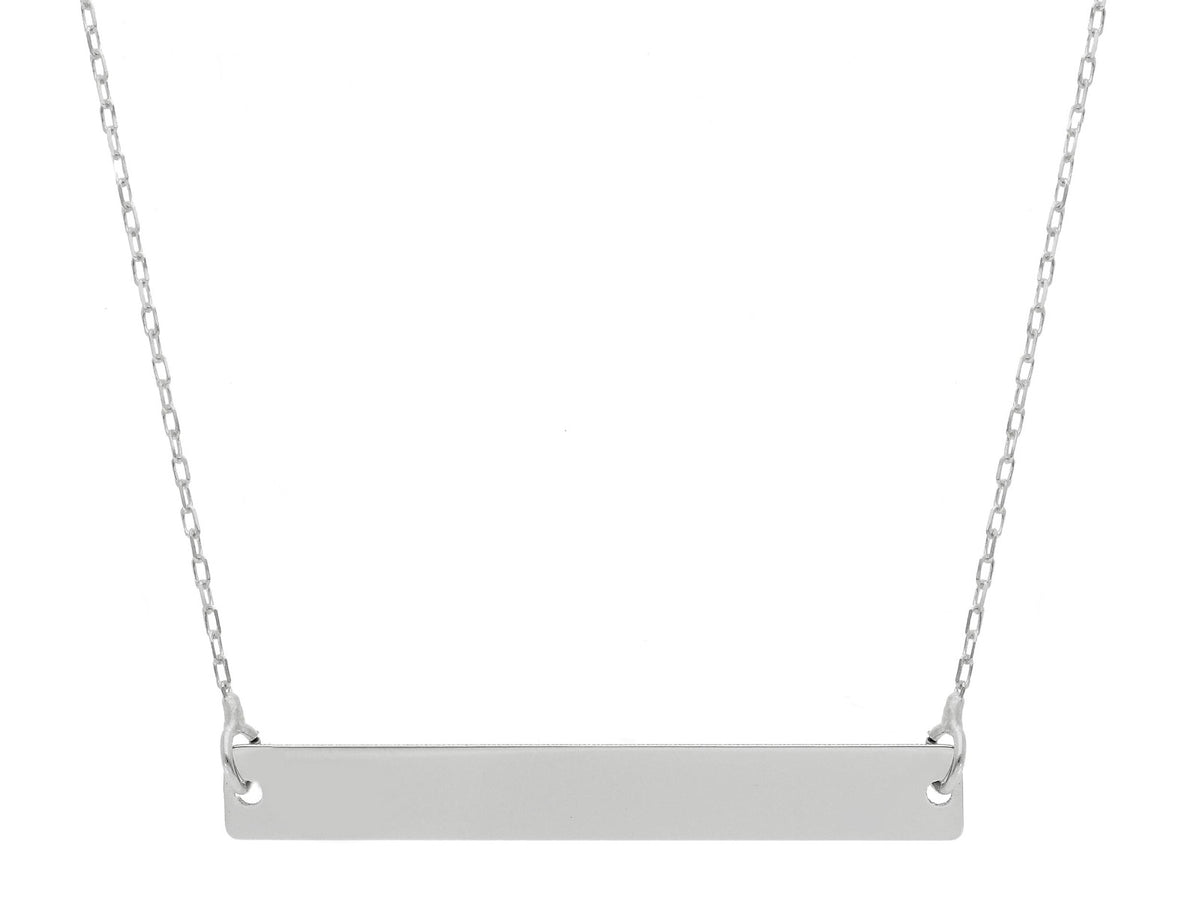 18kt White Gold Bar Necklace