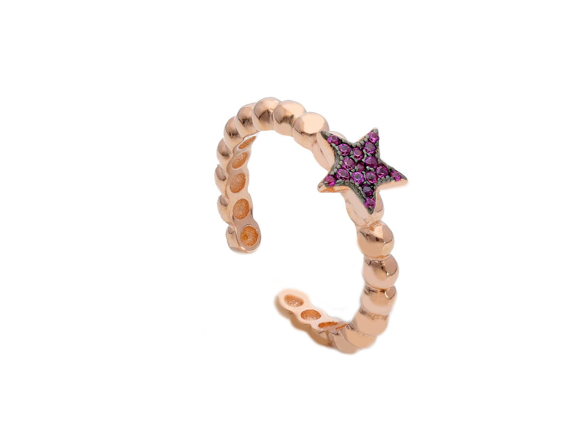 Maiocchi Silver Fuchsia Star Ring in Pink Silver