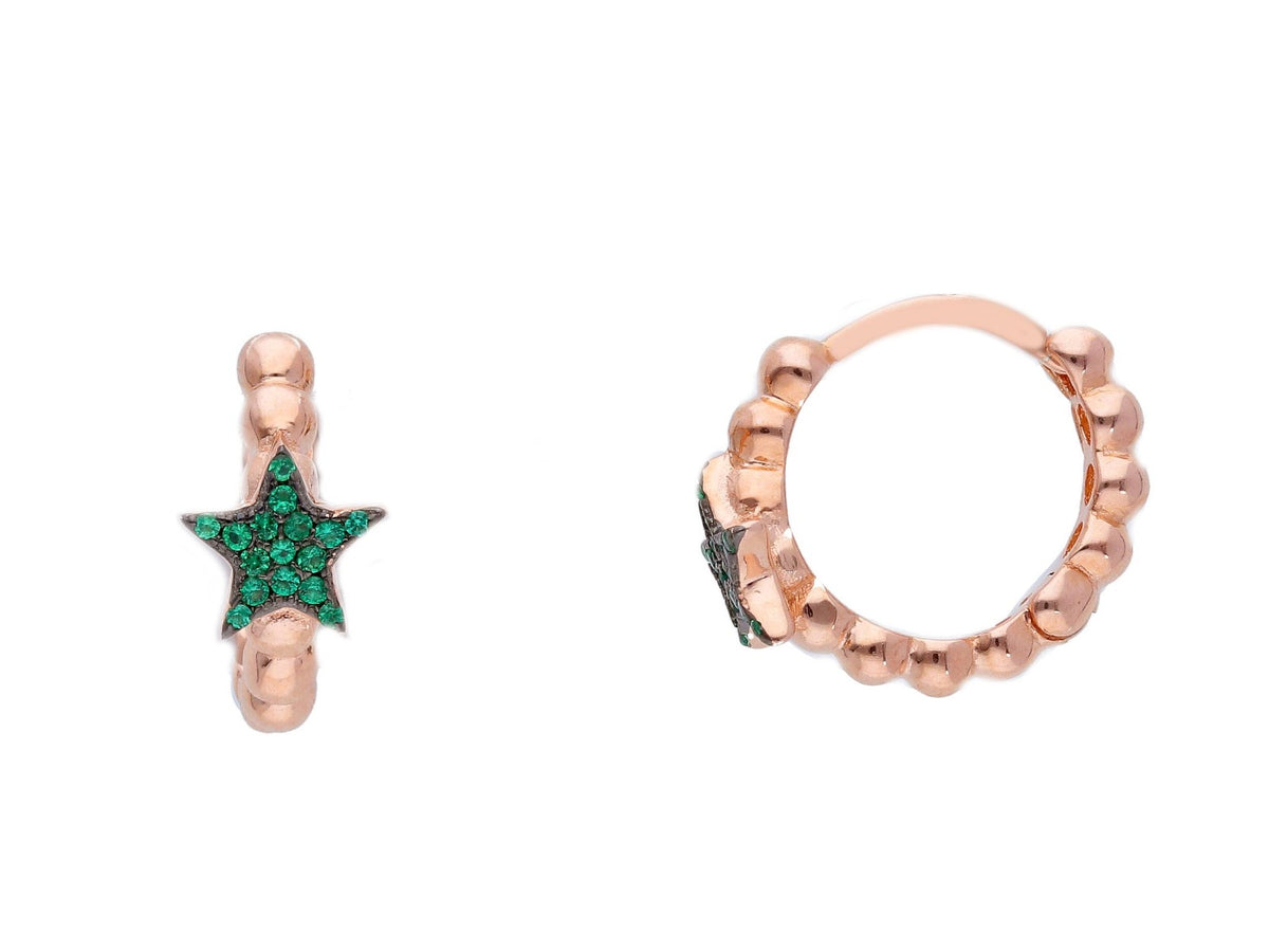 Maiocchi Silver Star Earrings Green Pink Silver