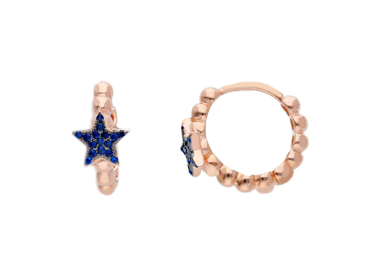 Maiocchi Silver Blue Star Earrings in Pink Silver