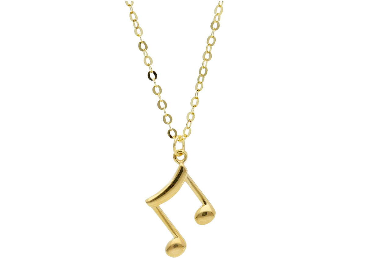 18kt Yellow Gold Musical Note Necklace