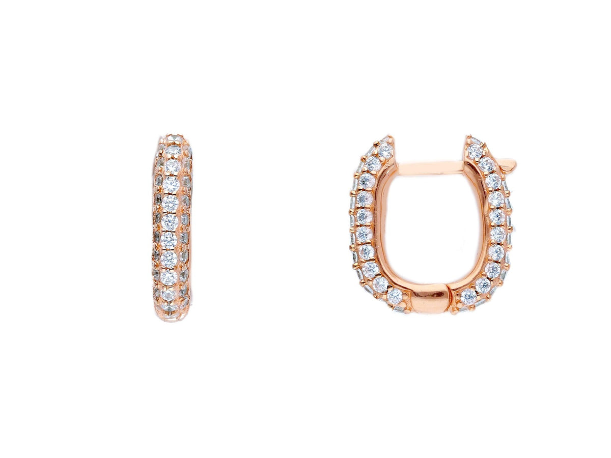 Maiocchi Silver Snap Earrings in Pink Silver and Zircons
