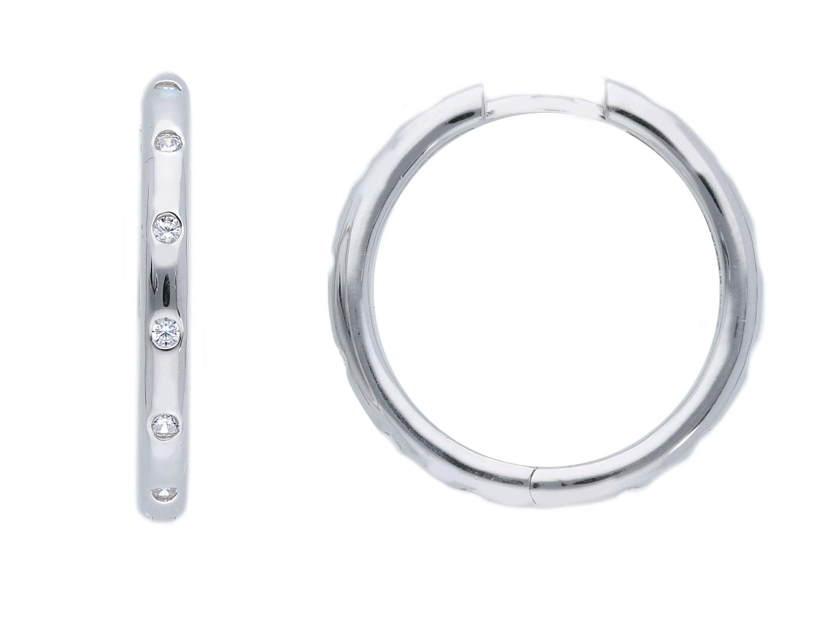 Maiocchi Silver Hoop Earrings in Silver and Zircons