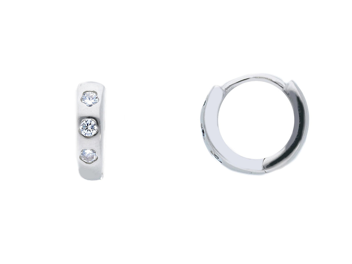 Maiocchi Silver Hoop Earrings in Silver and Small Zircons