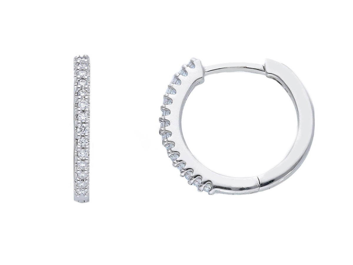 Orecchini Cerchi Oro Bianco con Diamanti ct 0.12