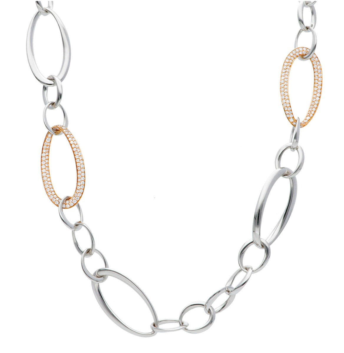 Maiocchi Milano Collana in Oro Bianco e Oro Rosa 18kt con Diamanti ct 1,35