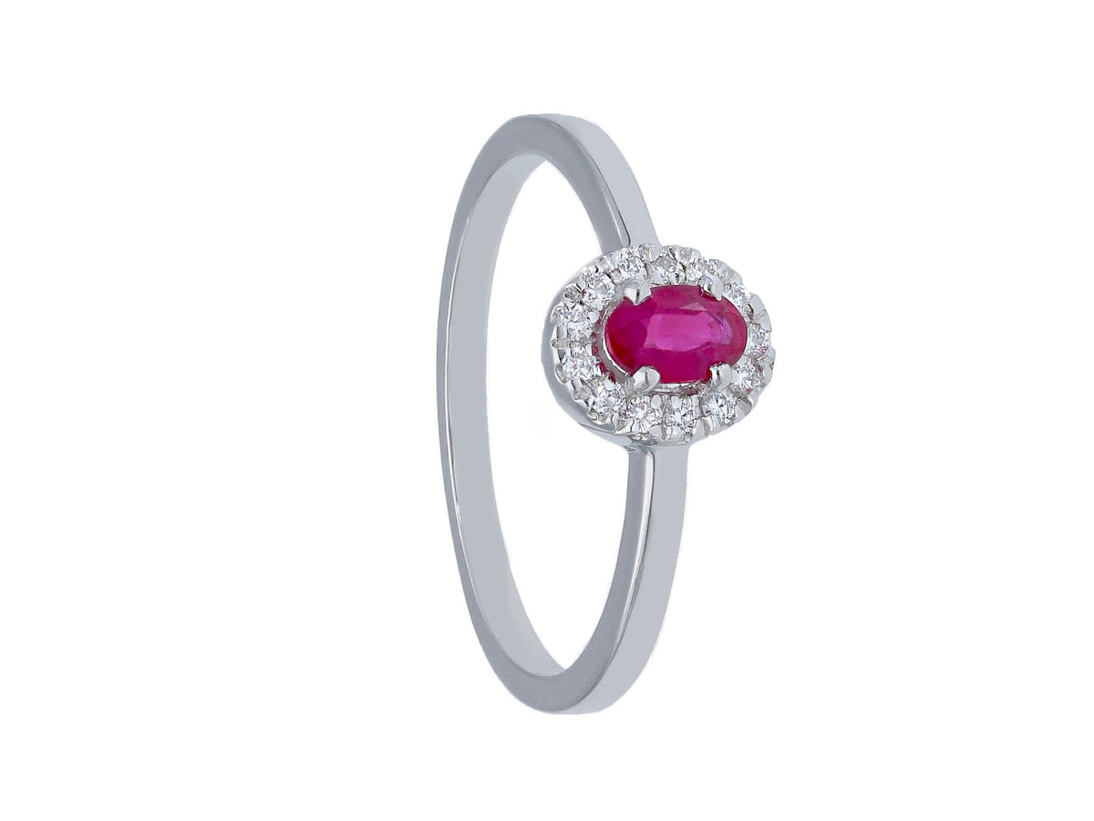 White Gold Ring with Diamonds and Ruby ct 0.27
