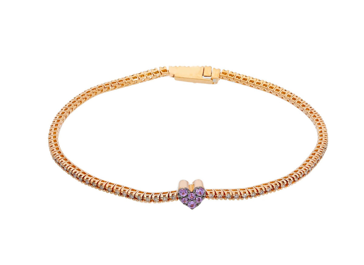 Maiocchi Milano Bracciale Tennis Diamanti Brown ct 0,63 e Zaffiri Rosa ct 0,11