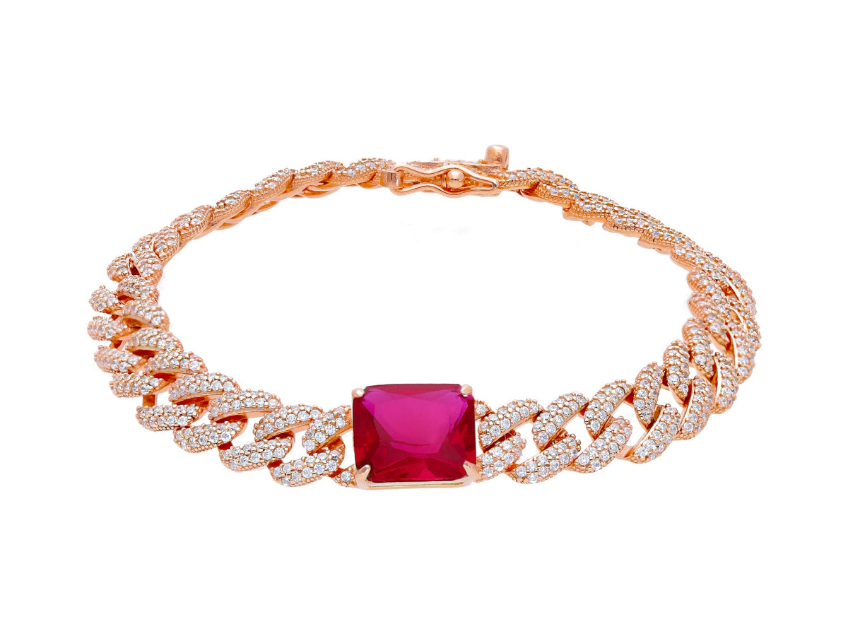 Maiocchi Silver Bracciale Argento Rosato Groumette Rosso