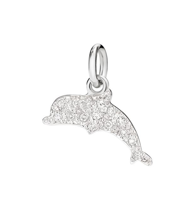 Dodo Dolphin Charm 18kt White Gold Diamonds