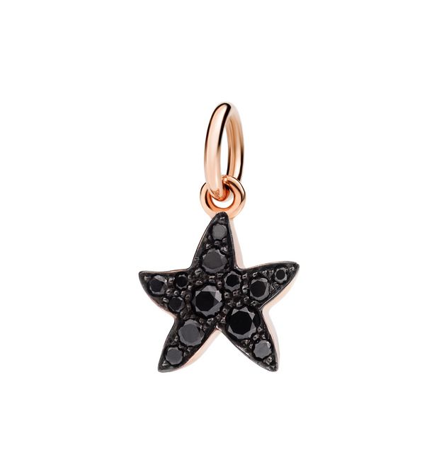 Dodo Star Charm in 9kt Rose Gold and Black Diamonds