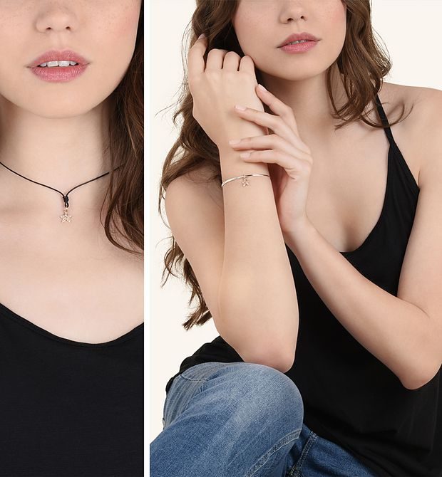 Dodo Charm Stellina Oro Rosa 9kt e Diamanti Brown