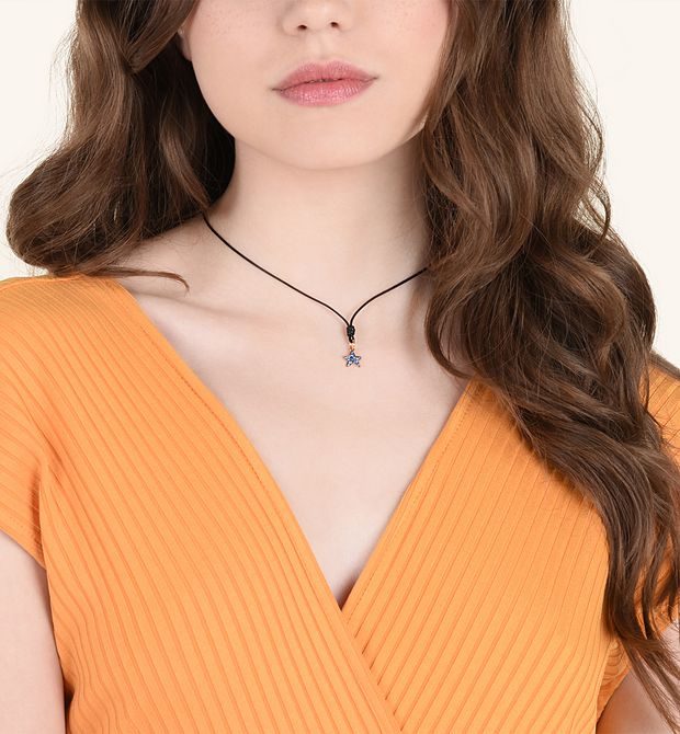 Dodo Star Charm in 9kt Rose Gold and Black Diamonds