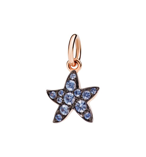 Dodo Star Charm in 9kt Rose Gold and Blue Sapphires
