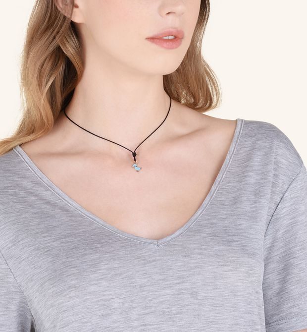 Dodo Junior Charm in 9kt Rose Gold and Blue Enamel