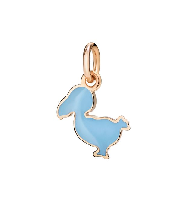 Dodo Junior Charm in 9kt Rose Gold and Blue Enamel