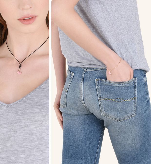 Dodo Charm Junior 9kt Rose Gold and Pink Enamel