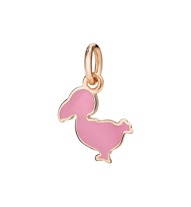 Dodo Charm Junior 9kt Rose Gold and Pink Enamel
