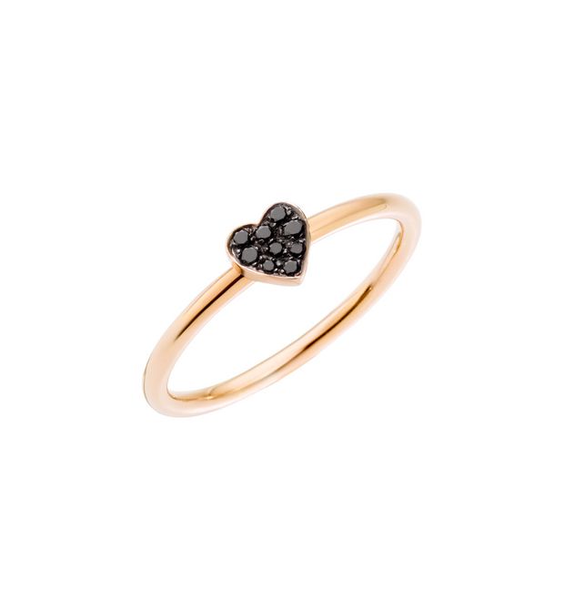 Dodo Anello Cuore Oro Rosa 9kt Diamanti Black