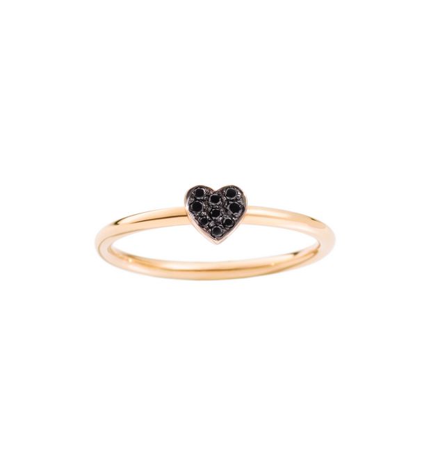 Dodo Heart Ring in 9kt Rose Gold with Black Diamonds